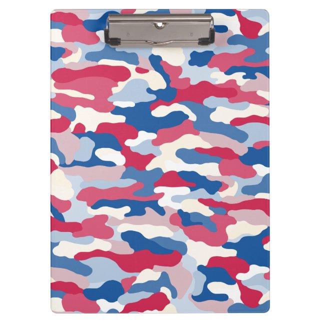 Red White & Blue Camouflage Klemmbrett (Vorderseite)