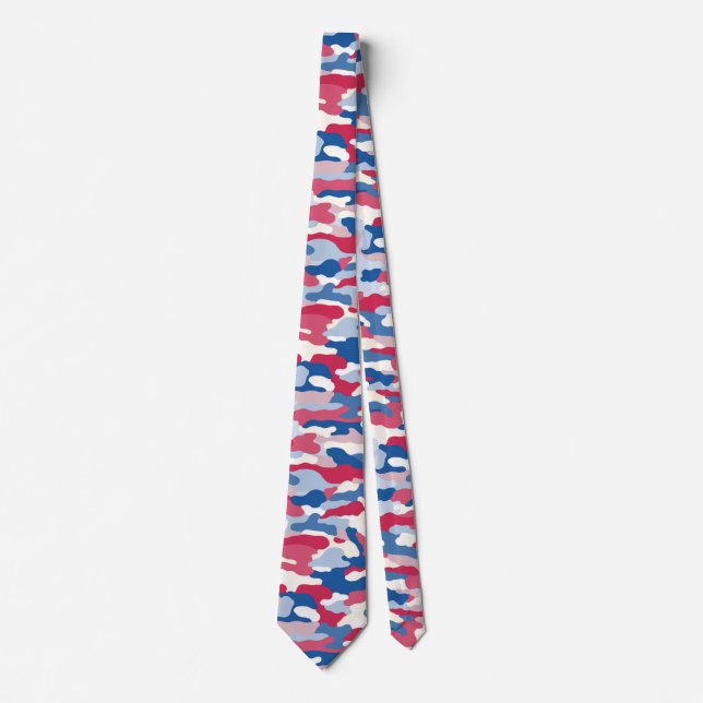 Red White & Blue Camouflage Krawatte (Vorderseite)