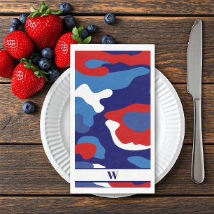 Red White Blue Camouflage Monogram 4. Juli Patriot Serviette