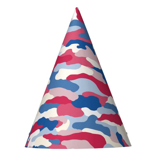 Red White & Blue Camouflage Partyhütchen (Vorderseite)