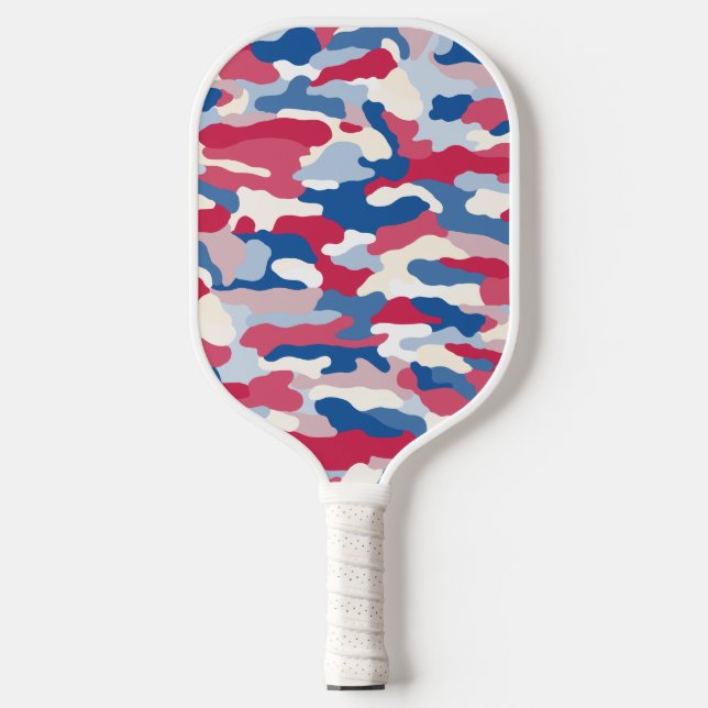 Red White & Blue Camouflage Pickleball Schläger (Vorderseite)