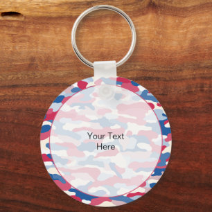 Red White & Blue Camouflage Rugged Aluminium Schlüsselanhänger