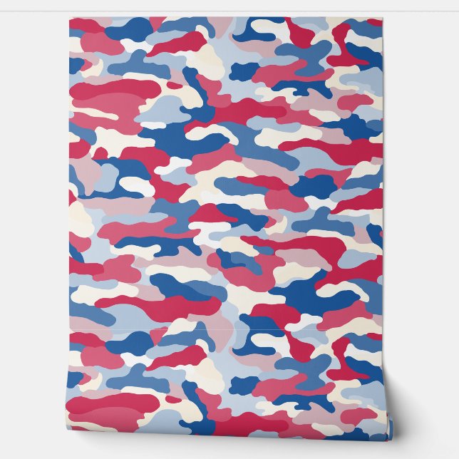 Red White & Blue Camouflage Tapete (Abrollen)