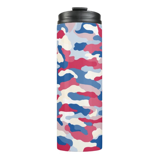 Red White & Blue Camouflage Thermosbecher (Vorderseite)