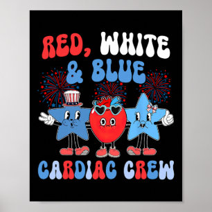 Red White Blue Cardiology Crew Cath Labrador 4t Poster