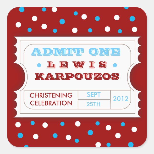 Red White Blue Carnival Eingeständnis eines Gefäll Quadratischer Aufkleber (Vorderseite)