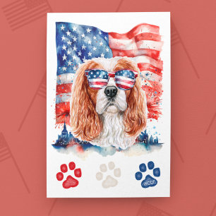 Red White Blue Cavalier Spaniel Dog 4. Juli Feiertagspostkarte