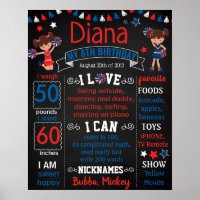 Red White Blue Cheerleader Birthday Board