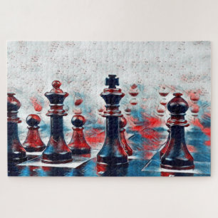 Red, White, Blue Chess Pieces King, Queen, Bishop Puzzle