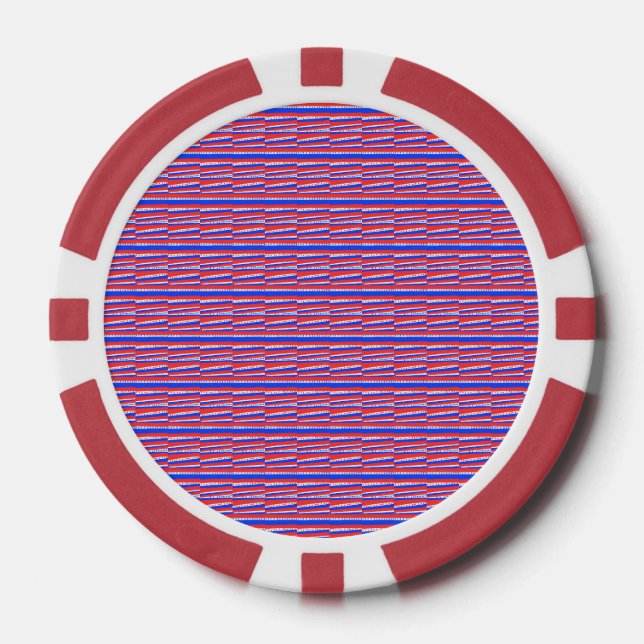 Red White Blue Circles Festivals Streifen Pokerchips (Vorderseite)
