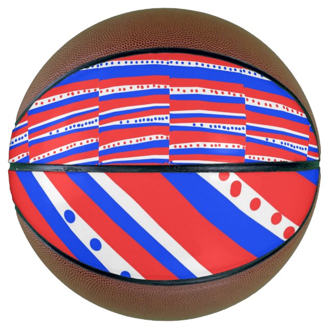 Red White Blue Circles Streifen Basketball (Vorderseite)