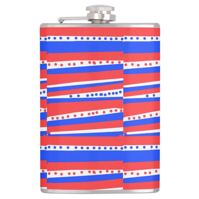 Red White Blue Circles Streifen Flachmann (Vorderseite)
