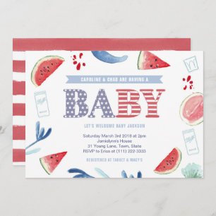 Red White Blue Cookout Paare Babydusche Einladung
