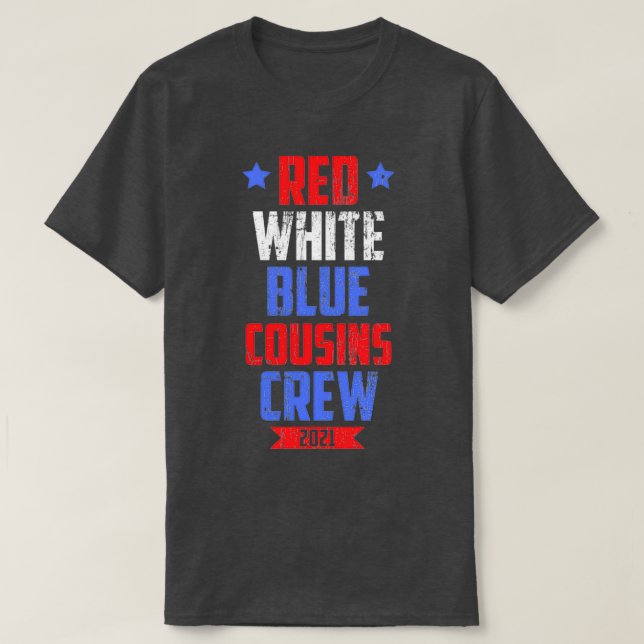 Red White Blue Cousin Crew, 4. Juli Feuerwerk M T-Shirt (Design vorne)