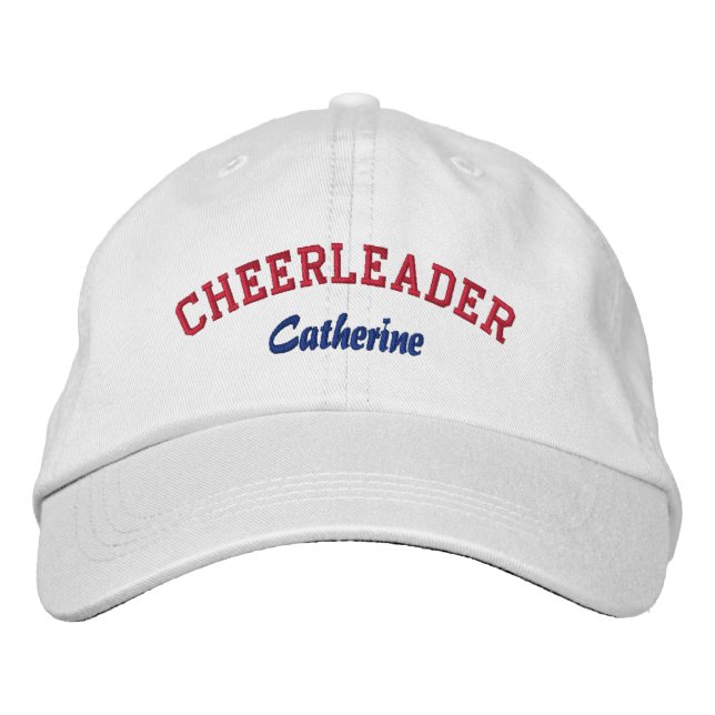 Red, White & Blue Custom Cheerleader's Hat Bestickte Kappe (Vorderseite)