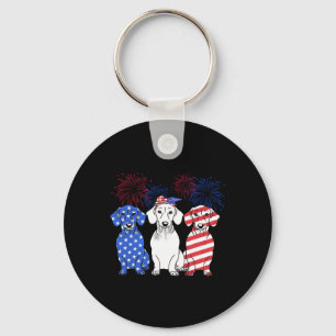 Red White Blue Dackel Dog Usa Flag Feuerwerk 4. Schlüsselanhänger