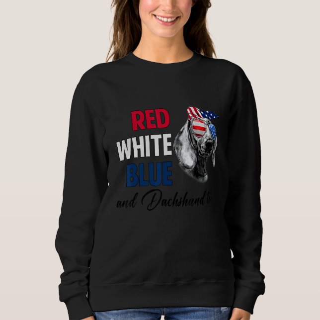 Red White Blue & Dackel zu American Flag 4. O Sweatshirt (Vorderseite)