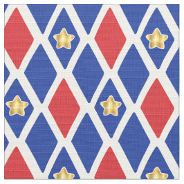Red White Blue Diamond Gold Star Stoff