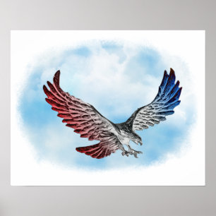 Red White & Blue Eagle in den Wolken Poster