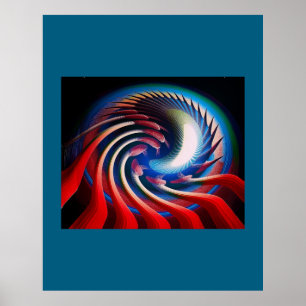 Red White & Blue Fantasy Fraktal Poster