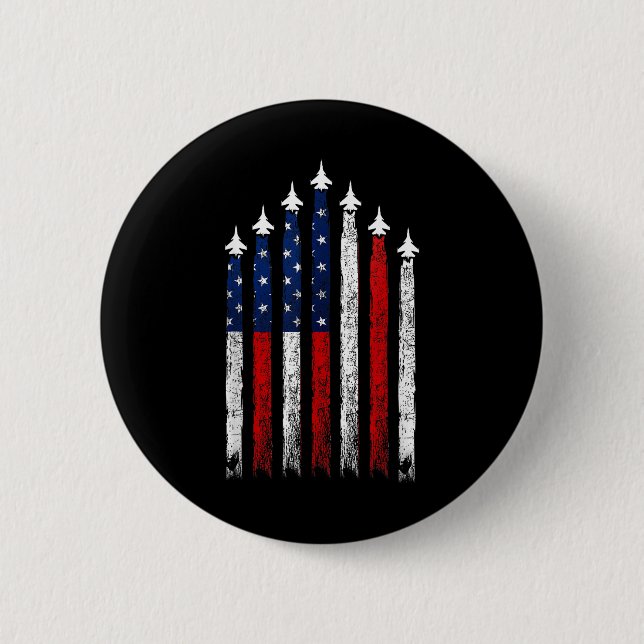 Red White Blue Fighter Jets 4. Juli US-Flagge Button (Vorderseite)
