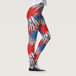 Red White Blue Firework Leggings