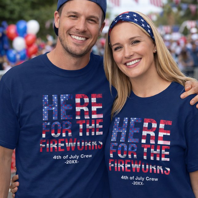 Red White Blue Fireworks 4th of July Family Crew  T-Shirt (Von Creator hochgeladen)