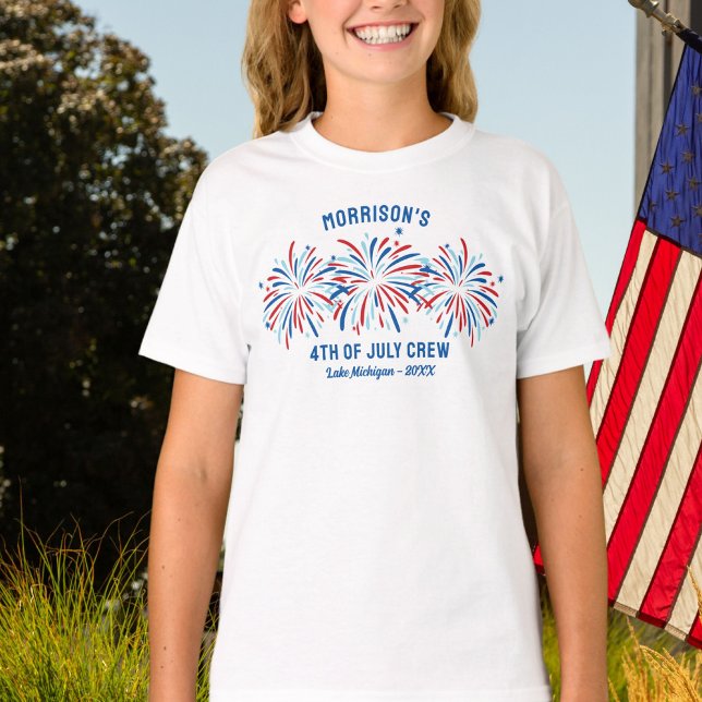 Red White Blue Fireworks Custom 4. Juli Familie T-Shirt (Von Creator hochgeladen)