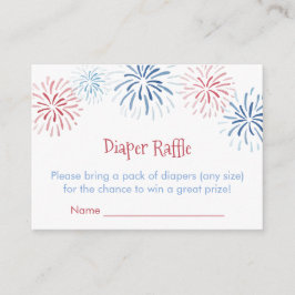 Red White Blue Fireworks Diaper Raffle Baby Dusche Begleitkarte