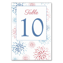 Red White Blue Fireworks Polterabend Tischnummer