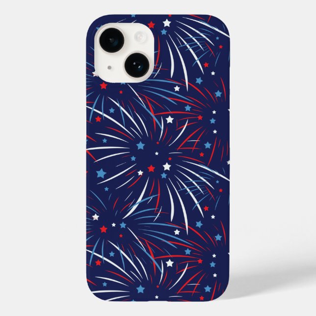 Red White Blue Fireworks Stars Case-Mate iPhone Hülle (Rückseite)