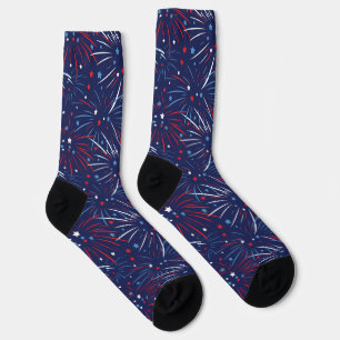 Red White Blue Fireworks Stars Design Socken