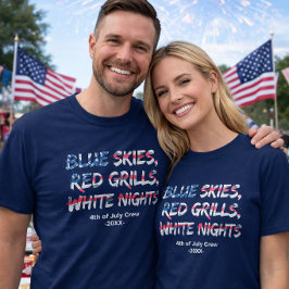 Red White Blue Flag 4th of July Family Crew T-Shirt
