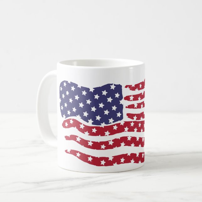 Red White Blue Flag Design Coffee Tasse (Vorderseite Links)