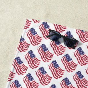 Red White Blue Flag Muster Design Beach Handtuch