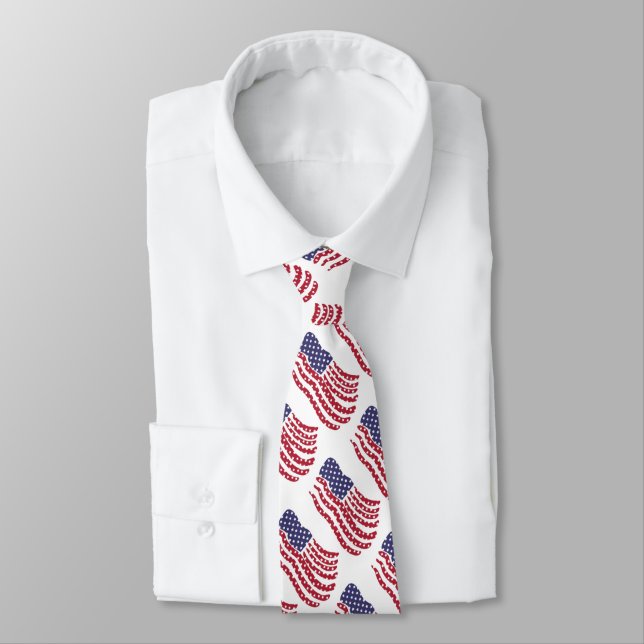 Red White Blue Flag Muster Design Neck Tie Krawatte (Gebunden)