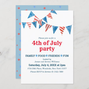 Red White Blue Flags 4. Juli Party Einladung