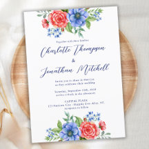 Red White Blue Floral 4. Juli Patriotic Wedding