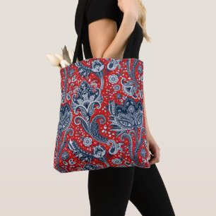 Red White & Blue Floral Paisley Bohemisch Boho