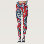 Red White & Blue Floral Paisley Bohemisch Boho Leggings<br><div class="desc">Leggings</div>