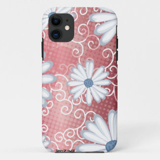 Red White Blue Floral Tribal Daisy Tattoo Muster iPhone 11 Hülle