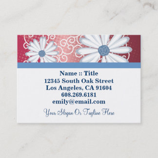 Red White Blue Floral Tribal Daisy Tattoo Muster Visitenkarte