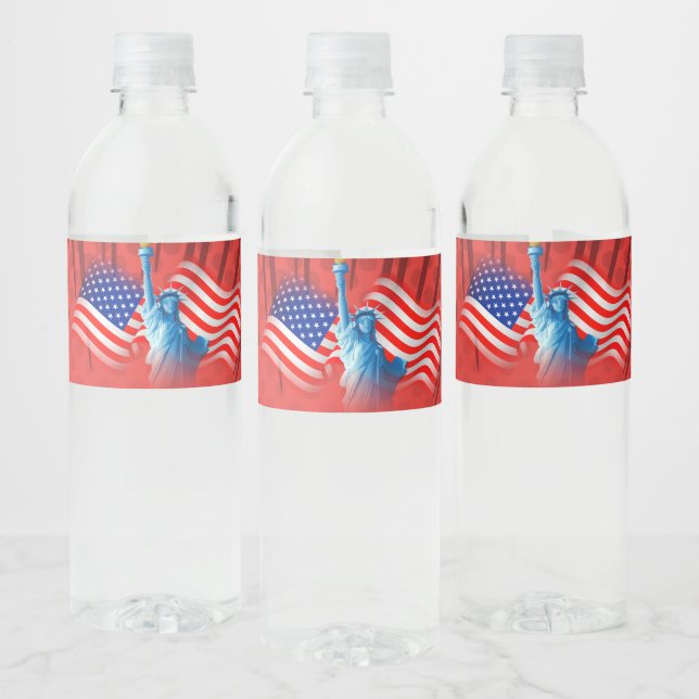 Red White Blue Food and Beauty Label Set Wasserflaschenetikett (Flaschen)