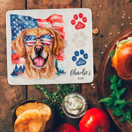 Red White Blue Funny Golden Retriever Leckerei Schneidebrett