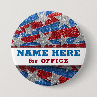 Red White Blue Glitzer American Campaign Template Button
