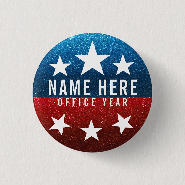 Red White Blue Glitzer American Campaign Template Button (Vorderseite)
