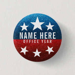 Red White Blue Glitzer American Campaign Template Button