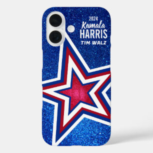 Red White Blue Glitzer American Campaign Template iPhone 16 Hülle