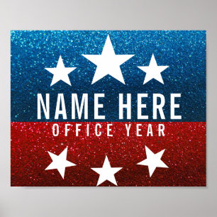 Red White Blue Glitzer American Campaign Template Poster
