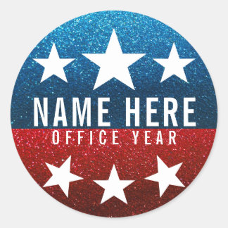 Red White Blue Glitzer American Campaign Template Runder Aufkleber